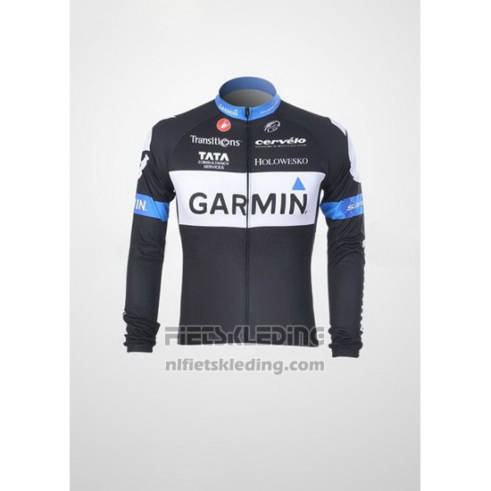 2011 Fietskleding Garmin Cervelo Wit en Zwart Lange Mouwen en Koersbroek